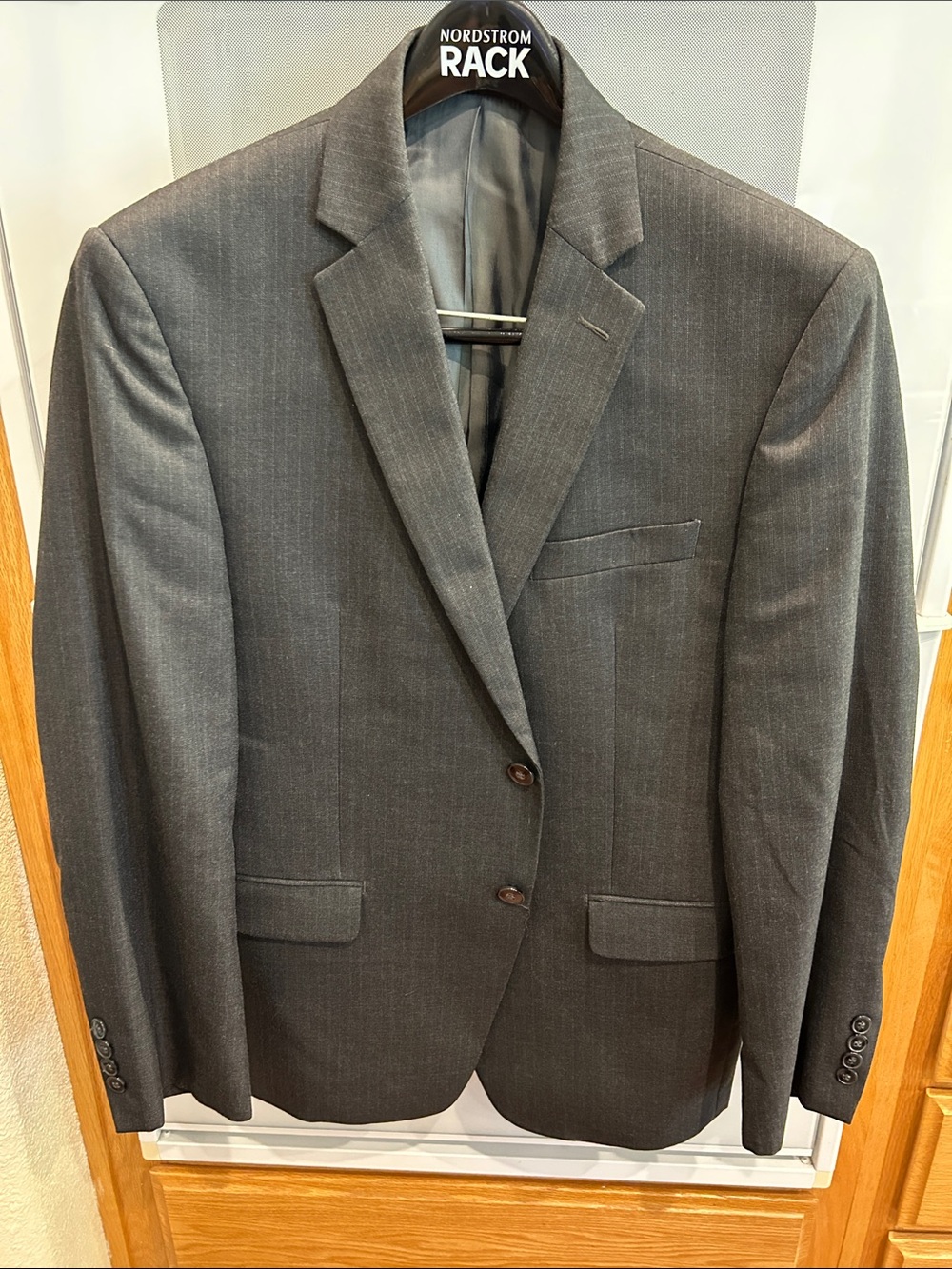 Calvin Klein Charcoal Gray Pinstripe Two-Button Suit Jacket